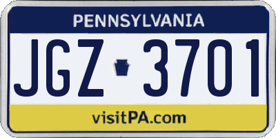 PA license plate JGZ3701