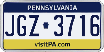 PA license plate JGZ3716