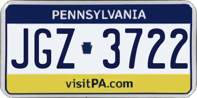 PA license plate JGZ3722