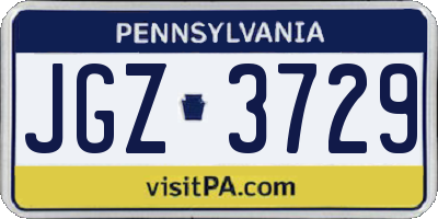 PA license plate JGZ3729