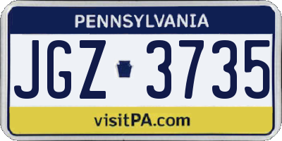PA license plate JGZ3735