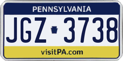 PA license plate JGZ3738