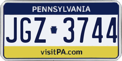 PA license plate JGZ3744