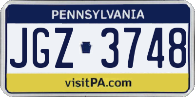PA license plate JGZ3748