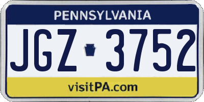 PA license plate JGZ3752