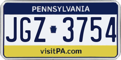 PA license plate JGZ3754