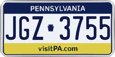 PA license plate JGZ3755