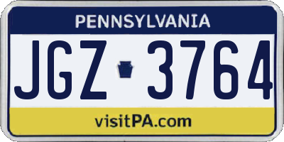 PA license plate JGZ3764