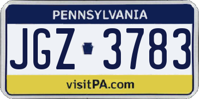 PA license plate JGZ3783