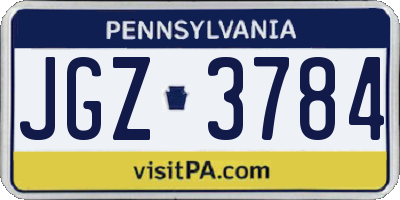 PA license plate JGZ3784