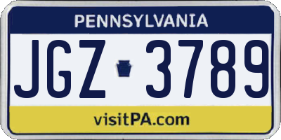 PA license plate JGZ3789