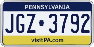 PA license plate JGZ3792