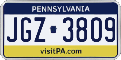 PA license plate JGZ3809