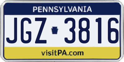 PA license plate JGZ3816