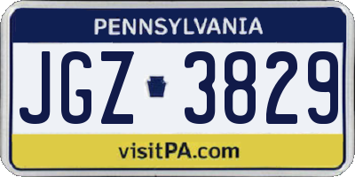 PA license plate JGZ3829