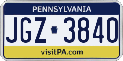 PA license plate JGZ3840