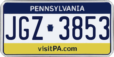 PA license plate JGZ3853