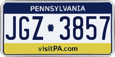 PA license plate JGZ3857
