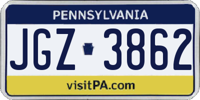 PA license plate JGZ3862