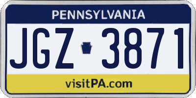 PA license plate JGZ3871