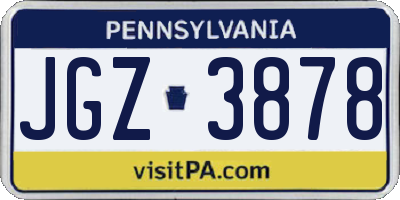 PA license plate JGZ3878