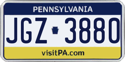 PA license plate JGZ3880