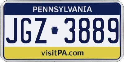 PA license plate JGZ3889