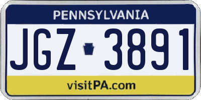 PA license plate JGZ3891