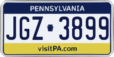 PA license plate JGZ3899