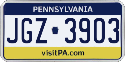 PA license plate JGZ3903