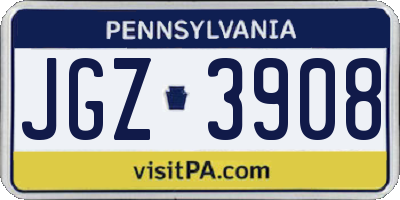 PA license plate JGZ3908
