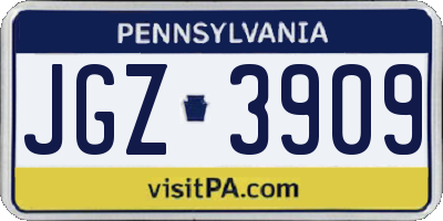 PA license plate JGZ3909