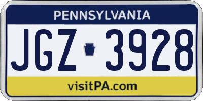 PA license plate JGZ3928