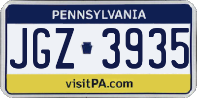 PA license plate JGZ3935