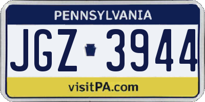 PA license plate JGZ3944
