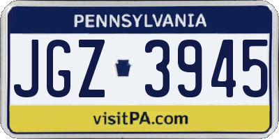 PA license plate JGZ3945