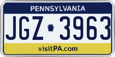 PA license plate JGZ3963