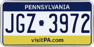 PA license plate JGZ3972