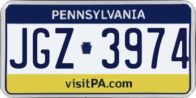 PA license plate JGZ3974