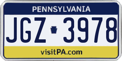 PA license plate JGZ3978