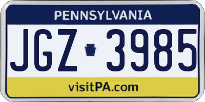 PA license plate JGZ3985