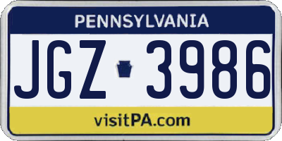 PA license plate JGZ3986