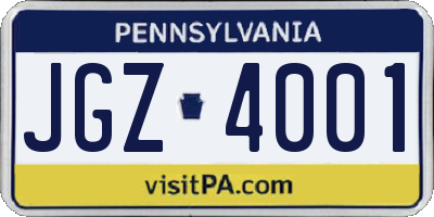 PA license plate JGZ4001