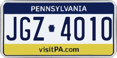 PA license plate JGZ4010