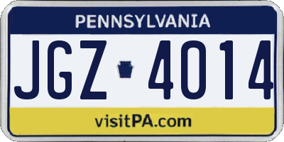 PA license plate JGZ4014
