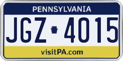 PA license plate JGZ4015