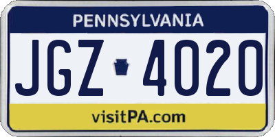 PA license plate JGZ4020