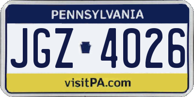 PA license plate JGZ4026