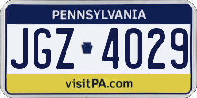 PA license plate JGZ4029