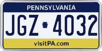 PA license plate JGZ4032